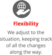Flexibility We adjust to the situation, keeping track of all the changes along the way.